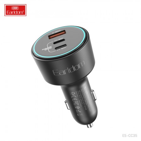 Автомобільний зарядний пристрій Earldom ES-CC35 2.4A 1USB 2 Type-C