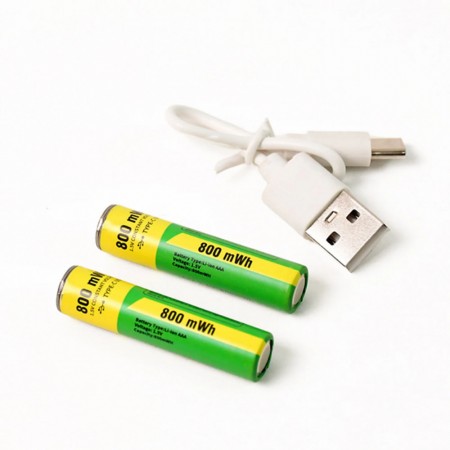 Аккумуляторные батарейки Lithium-ion 800mAh AAA-7 с Type-C разъемом (2 шт.)