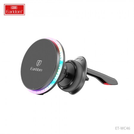 Автомобільний тримач магнітний з бездротовою зарядкою 15W Earldom ET-WC46, ABS, силікон