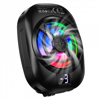 Мини вентилятор для смартфона Hoco GM76 с RGB подсветкой и дисплеем, три скорости