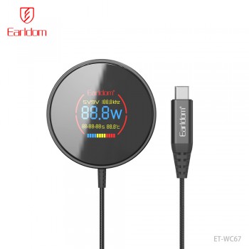 Беспроводное зарядное устройство Earldom ET-WC67 с LED-дисплеем, Type-C, 15W