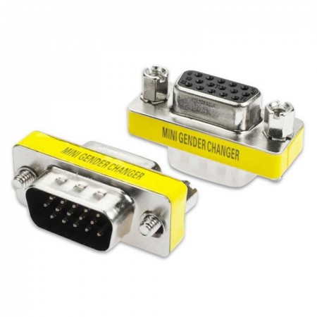 Адаптер VGA mini gender changer F-M перехідник компактний металевий корпус