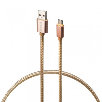 Micro USB кабель iMax Nylon, 1 м, золотий, швидка зарядка та висока якість матеріалів