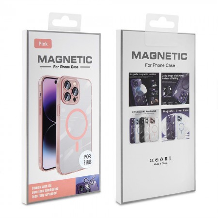 Захисний чохол для iPhone 15 Plus Clear Magnetic TPU+PC, рожевий