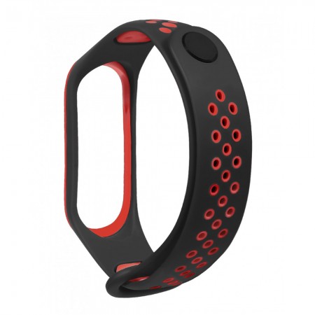 Спортивний ремінець для Xiaomi Mi Band 3/4 Nike, чорний/червоний, силіконовий, водонепроникний