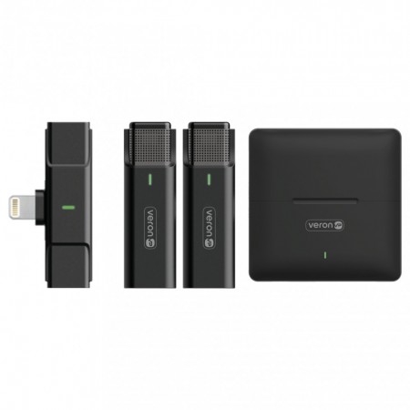 Бездротовий петличний мікрофон для телефона Veron Lightning EP033AH2-L з кейсом зарядки