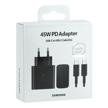 Мережевий зарядний пристрій Samsung 45W, Super Fast Charge, з кабелем USB C