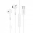 Навушники Hoco M109 Type C з мікрофоном, 14 мм динамік, довжина кабелю 1,2 м, білі