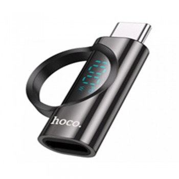 Адаптер перехідник OTG USB-C Hoco UA32, чорний, підтримка передачі даних та швидка зарядка