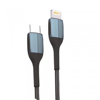 Кабель USB C to Lightning Veron CL09 Nylon 20W PD, чорний, 1m