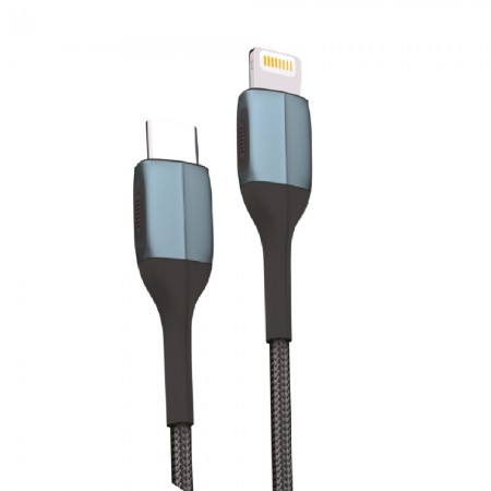 Кабель USB C to Lightning Veron CL09 Nylon 20W PD, чорний, 1m