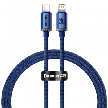 Кабель USB-C to Lightning Baseus Crystal Shine Series CAJY000203, 20W, 1.2 м, підтримка швидкої зарядки PD, швидкість передачі даних 480 Мбіт/с