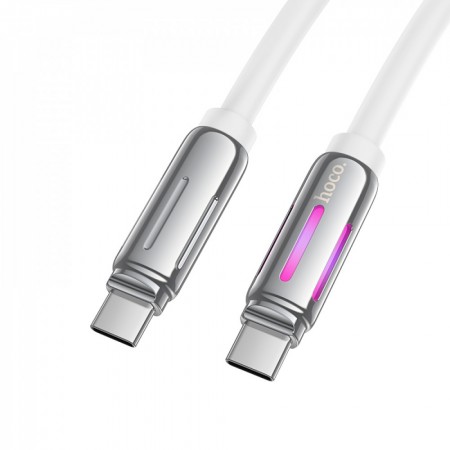 Кабель USB C to C 60W Hoco U136, довжина 1.2 м, білий, підтримка зарядки 3A
