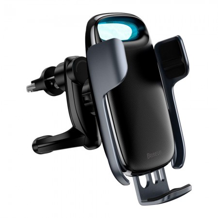 Автодержатель Baseus WXHW02-01 з бездротовою зарядкою 15W для вентиляційних отворів, чорний