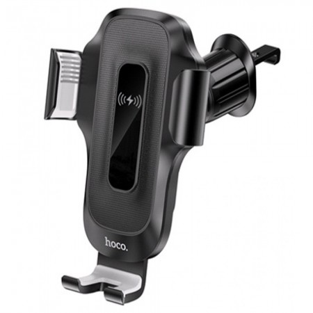 Автотримач Hoco HW2 з бездротовою зарядкою, чорний, для телефонів 4,5-7,0 дюймів, матеріали: ABS + силікон, вихід до 15 Вт