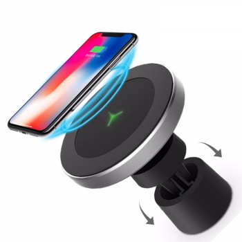 Автомобільний тримач з бездротовою зарядкою Baseus Magnetic Car Holder 15W, алюмінієвий сплав, 360 градусів обертання