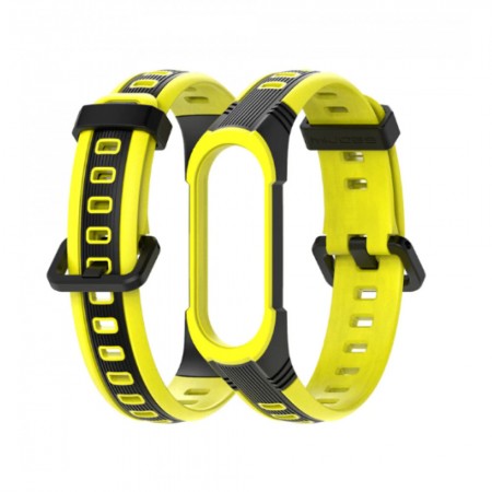 Ремінець Thin Armor для Xiaomi Mi Band 5 6 Чорний і Жовтий