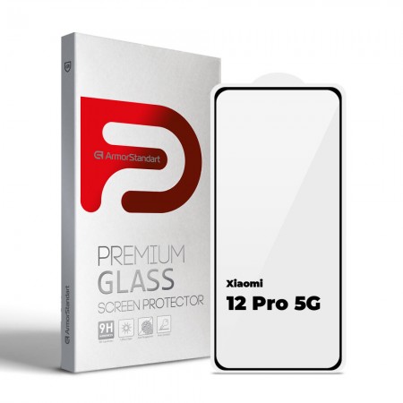 Защитное стекло ArmorStandart Full Glue Curved для Xiaomi 12 Pro 5G с рамкой, толщина 0,3 мм, чёрное