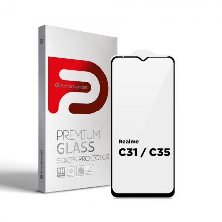 Захисне скло ArmorStandart Full Glue для Realme C31 / C35, чорне, 6.5