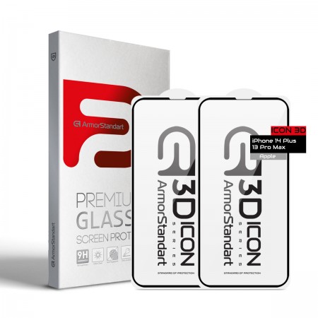 Набор защитных стёкол ArmorStandart Icon 3D для iPhone 14 Plus / 13 Pro Max, 2 шт., чёрные