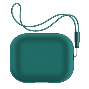 Силіконовий чохол для навушників ArmorStandart Silicone Case with straps для Apple AirPods Pro 2, темно-зелений Силіконовий чохол для навушників ArmorStandart Silicone Case with straps для Apple AirPods Pro 2, темно-зелений