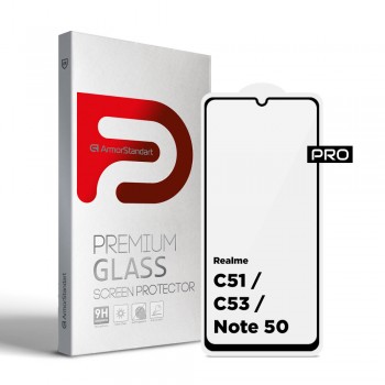 Захисне скло ArmorStandart Pro для Realme C51 / C53 / Note 50, чорне, 6.74 Захисне скло ArmorStandart Pro для Realme C51 / C53 / Note 50, чорне, 6.74