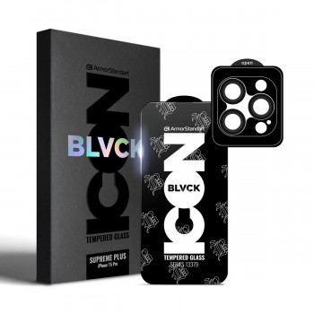 Захисне скло ArmorStandart Supreme Plus Black Icon для Apple iPhone 15 Pro, 0,33 мм, у комплекті скло на камеру