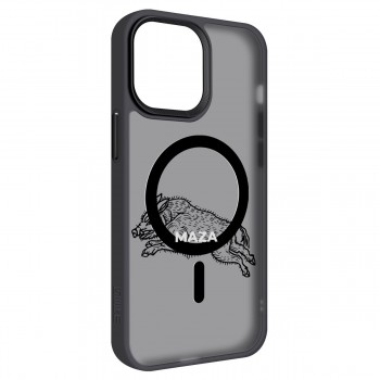 Чехол ArmorStandart Uniq Magsafe с прозрачной матовой стенкой для Apple iPhone 14 Pro Max, черный (Maza Boar 1 Black)