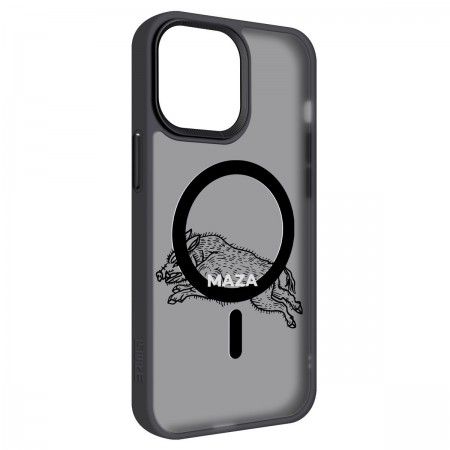 Чехол ArmorStandart Uniq Magsafe с прозрачной матовой стенкой для Apple iPhone 14 Pro Max, черный (Maza Boar 1 Black)