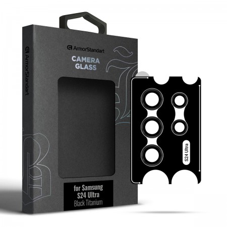 Захисне скло на камеру Samsung S24 Ultra ArmorStandart Supreme Black Icon, колір чорний титан