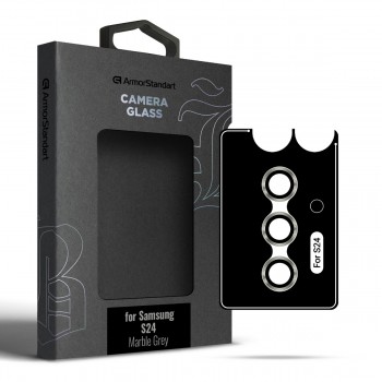 Захисне скло для камери ArmorStandart Supreme Black Icon для Samsung S24, мармурово-сірий Захисне скло для камери ArmorStandart Supreme Black Icon для Samsung S24, мармурово-сірий