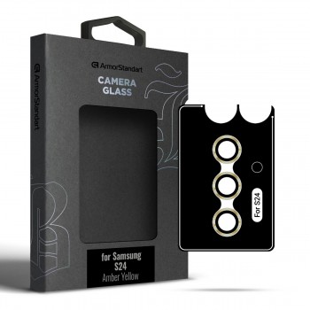 Захисне скло для камери Samsung S24 ArmorStandart Supreme Black Icon, 0,33 мм, бурштиново-жовтий Захисне скло для камери Samsung S24 ArmorStandart Supreme Black Icon, 0,33 мм, бурштиново-жовтий