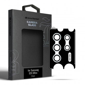 Захисне скло на камеру Samsung S24 Ultra ArmorStandart Supreme Black Icon, колір прозорий Захисне скло на камеру Samsung S24 Ultra ArmorStandart Supreme Black Icon, колір прозорий