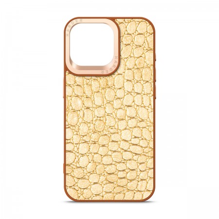 Чехол из экокожи Harder Crocosaur для Apple iPhone 15 Pro Max, бежевый