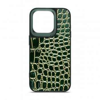 Чехол-накладка Harder Crocosaur для Apple iPhone 14 Pro, экокожа, зеленый