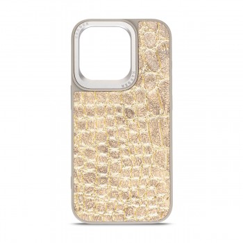 Чехол из экокожи Harder Crocosaur для Apple iPhone 14 Pro, Titanium