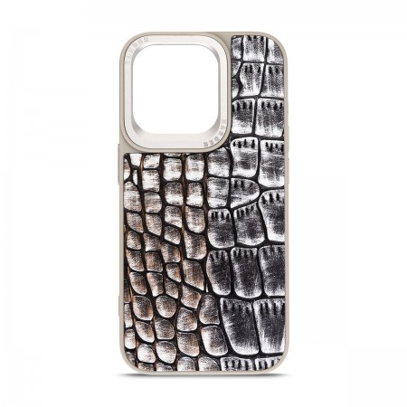 Чохол з екошкіри Harder Glamorous Croco для Apple iPhone 15 Pro, Grey Gold