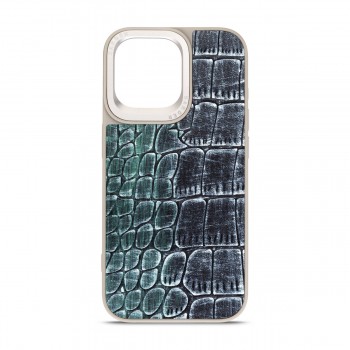 Чехол-накладка Harder Glamorous Croco для Apple iPhone 14 Pro Max Grey Green