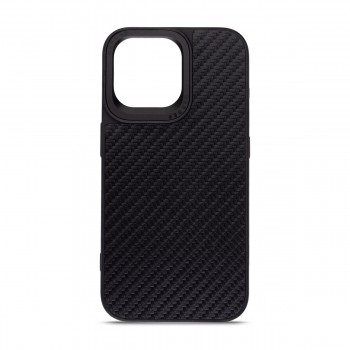 Чехол Harder Harder Carbon Pattern для Apple iPhone 14 Pro Max, TPU + экокожа, Black (чёрный)