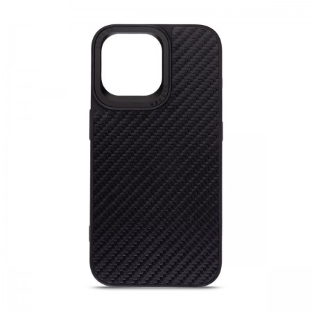 Чехол Harder Harder Carbon Pattern для Apple iPhone 14 Pro Max, TPU + экокожа, Black (чёрный)