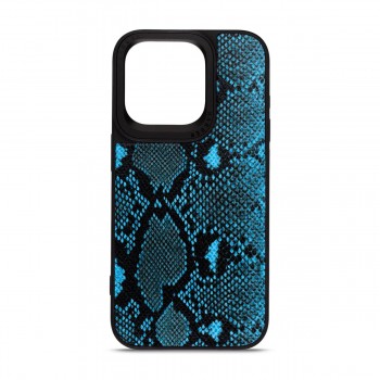 Чехол-накладка Harder Genuine Snake для Apple iPhone 15 Pro, экокожа, темно-синий