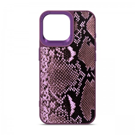 Чохол Harder Genuine Snake з екошкіри для Apple iPhone 15 Pro Max, фіолетовий