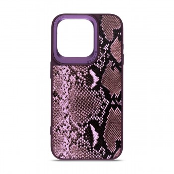 Чехол-накладка Harder Genuine Snake для Apple iPhone 14 Pro, экокожа, темно-фиолетовый