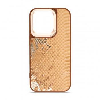 Чехол из экокожи Harder Snake Pattern для Apple iPhone 15 Pro, бежевый