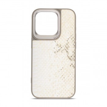 Чехол из экокожи Harder Snake Pattern для Apple iPhone 15 Pro, White Cream