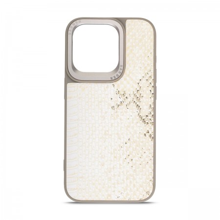 Чохол з екошкіри Harder Snake Pattern для Apple iPhone 15 Pro, White Cream