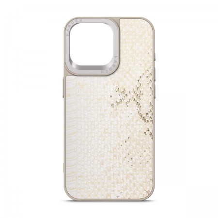 Чехол-накладка Harder Snake Pattern для Apple iPhone 15 Pro Max, White Cream (бежевый)