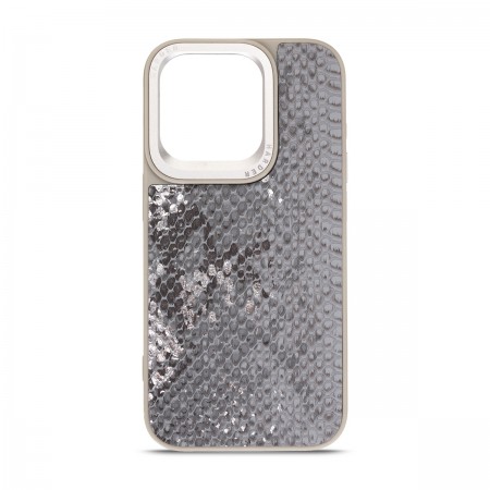 Чехол из экокожи Harder Snake Pattern для Apple iPhone 14 Pro, Grey Silver