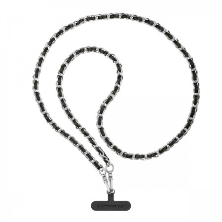 Ремінець для смартфона ArmorStandart Chain link Polished Silver with Black Leather, Black (чорний)