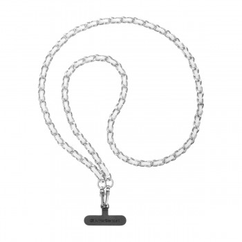 Ремешок для смартфона ArmorStandart Chain link Polished Silver with White Leather, White (белый)